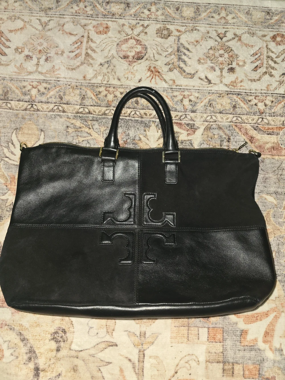 Tory Burch Natalie Leather And Suede Sachel